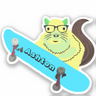 Sticker Naughty Squirrel #1019 Nom personnalisé Patinage