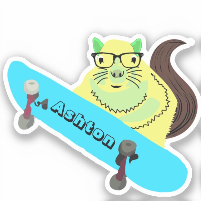 Sticker Naughty Squirrel #1019 Nom personnalisé Patinage (Recto)