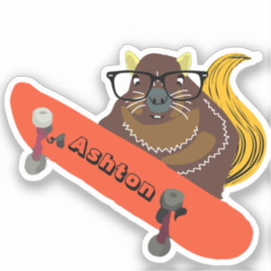 Sticker Naughty Squirrel #1033 Nom personnalisé Patinage