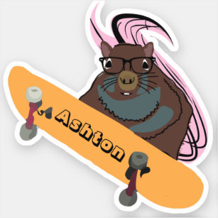 Sticker Naughty Squirrel #1037 Nom personnalisé Patinage