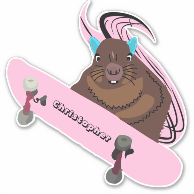 Sticker Naughty Squirrel #109 Skateboard (Devant)