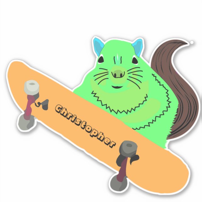 Sticker Naughty Squirrel #119 Skateboard (Devant)