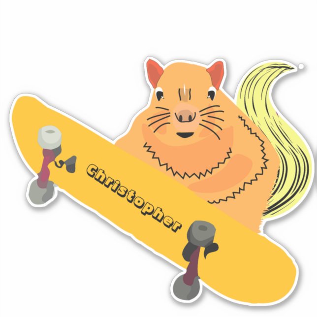 Sticker Naughty Squirrel #125 Skateboard (Devant)