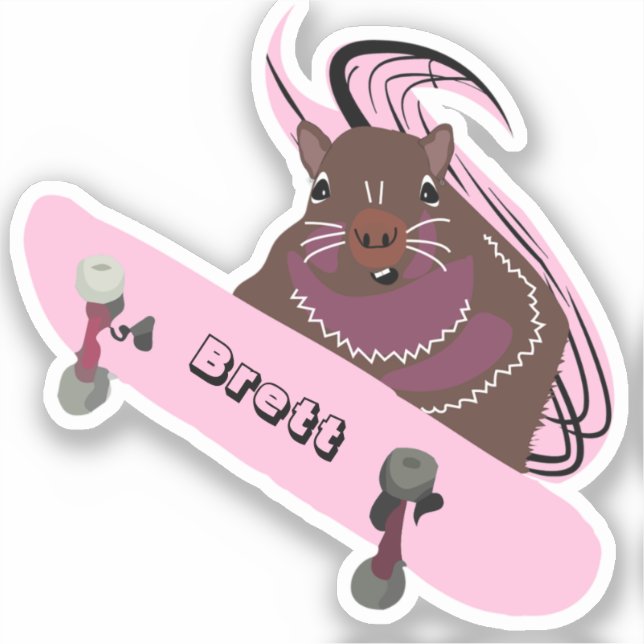 Sticker Naughty Squirrel #517 Brett Skateboard (Recto)