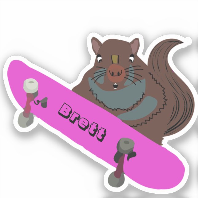 Sticker Naughty Squirrel #622 Brett Skateboard (Recto)