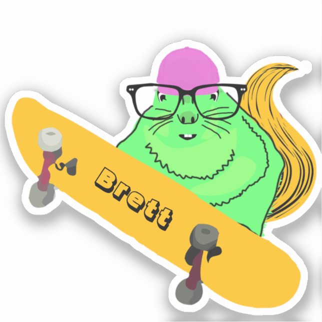 Sticker Naughty Squirrel #817 Brett Skateboard (Recto)