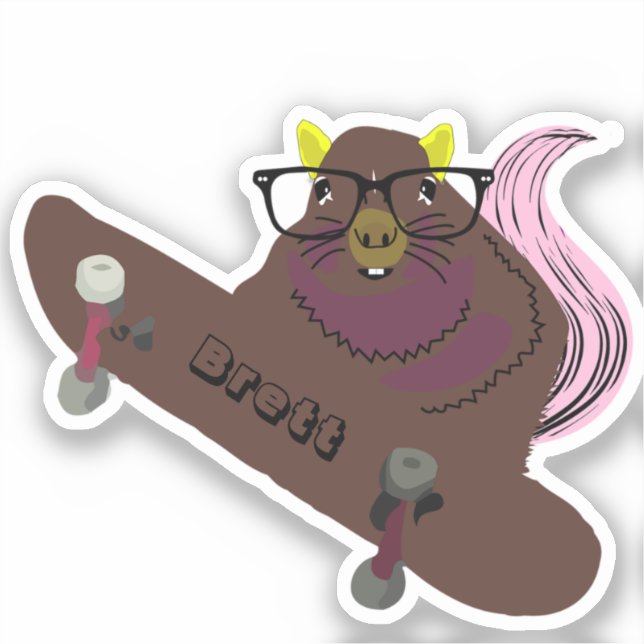 Sticker Naughty Squirrel #821 Brett Skateboard (Recto)