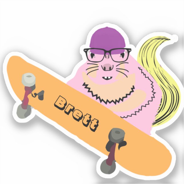 Sticker Naughty Squirrel #836 Brett Skateboard (Recto)