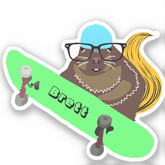 Sticker Naughty Squirrel #837 Brett Skateboard (Recto)