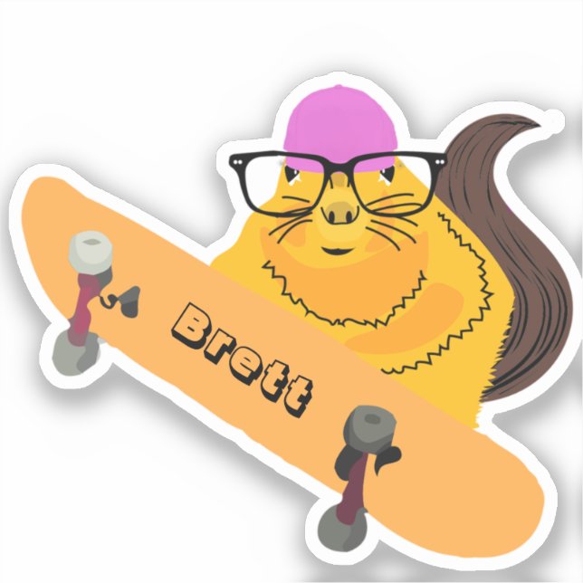 Sticker Naughty Squirrel #886 Brett Skateboard (Recto)