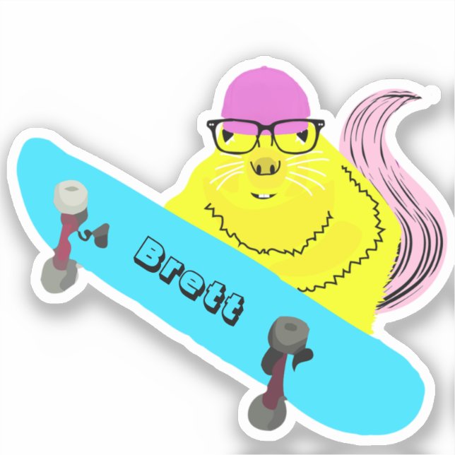 Sticker Naughty Squirrel #893 Brett Skateboard (Recto)