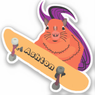 Sticker Naughty Squirrel #952 Nom Personnalisé Patinage