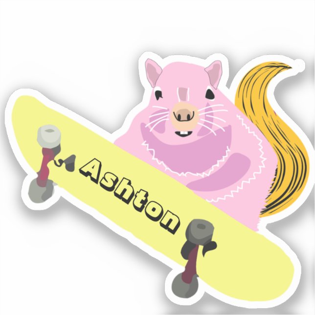 Sticker Naughty Squirrel #965 Nom personnalisé Patinage (Recto)
