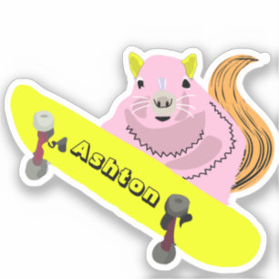Sticker Naughty Squirrel #968 Nom personnalisé Patinage
