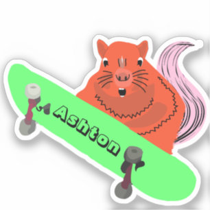 Sticker Naughty Squirrel #972 Nom Personnalisé Patinage