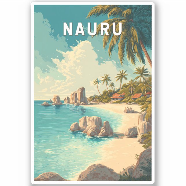 Sticker Nauru Illustration Travel Art Vintage (Devant)