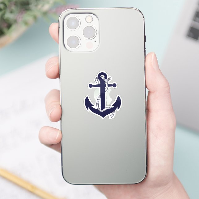 Sticker Nautical navy blue silhouette anchor rope/design 2 (Téléphone)