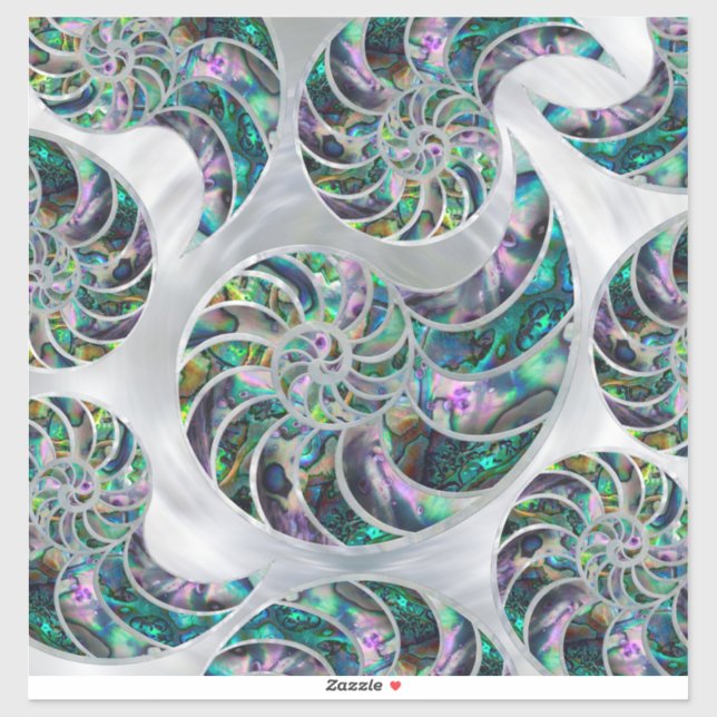Sticker Nautilus Shell Abalone et Pearl (Feuille)