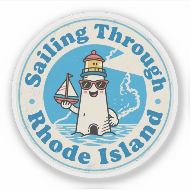 Sticker Naviguer à travers Rhode Island : Phare côtier (Devant)