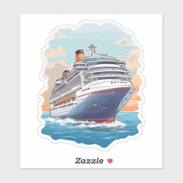 Sticker Navire de croisière coloré (Feuille)