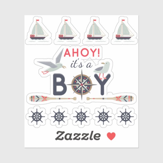 Sticker Navire nautique Ahoy Baby Boy Scrapbook (Feuille)