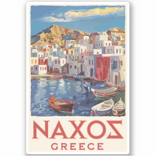 Sticker Naxos Grèce Peinture Voyage Art Vintage (Devant)