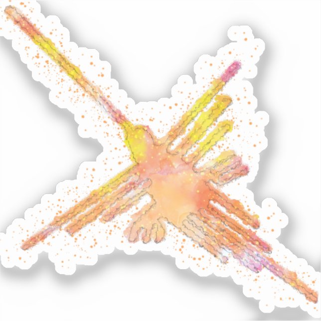 Sticker Nazca Lines Hummingbird Aquarelle Imprimer (Recto)