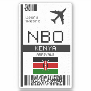 Sticker NBO Kenya Boarding Pass - Africa Travel