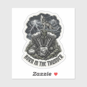 Sticker Né dans l'autocollant du moteur Thunder Wolf