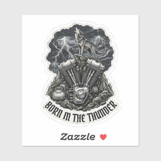 Sticker Né dans l'autocollant du moteur Thunder Wolf (Feuille)