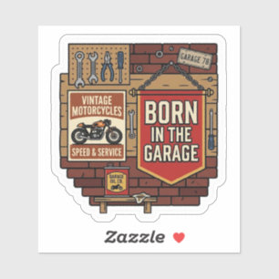 Sticker Né Dans Le Garage Moto Vintage Vinyle