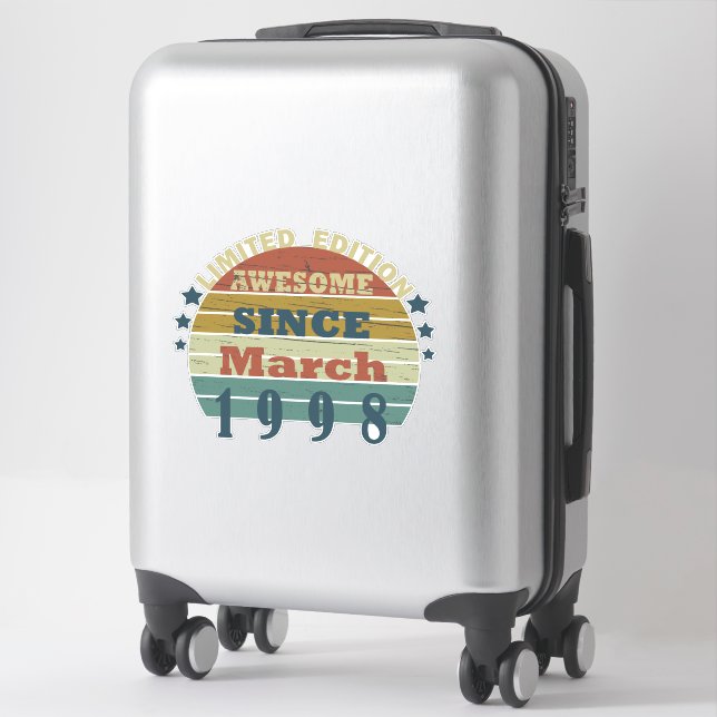 Sticker né en mars 1998 anniversaire vintage (Sur valise)