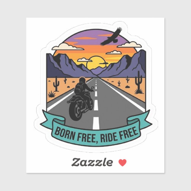 Sticker Né libre, roulant libre, moto désert, vinyle de mo (Feuille)