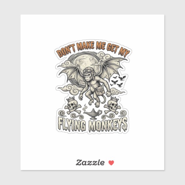 Sticker Ne me fais pas chercher les singes volants Hallowe (Feuille)