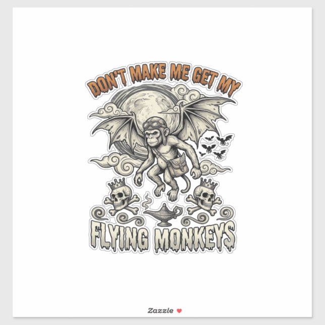 Sticker Ne me fais pas chercher les singes volants Hallowe (Feuille)