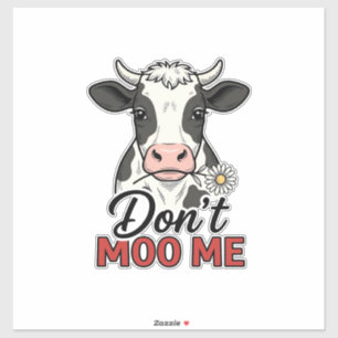 Sticker Ne me moo pas drôle vache gravure vintage