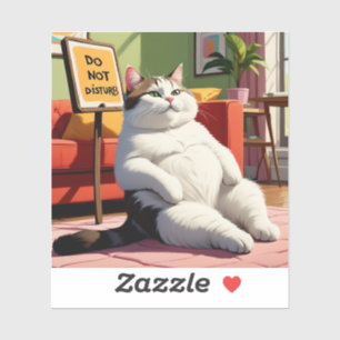 Sticker Ne pas déranger Fat Cat Drôle 