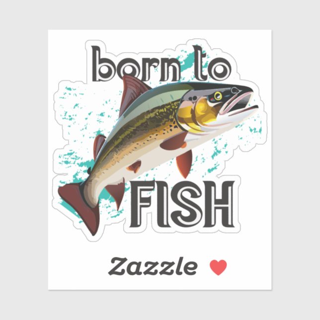 Sticker Né pour la pêche à la truite (Feuille)