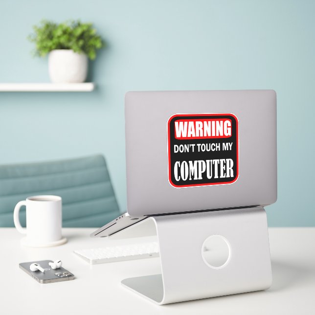 Sticker ne touchez pas mon ordinateur (Ordinateur portable sur le bureau)