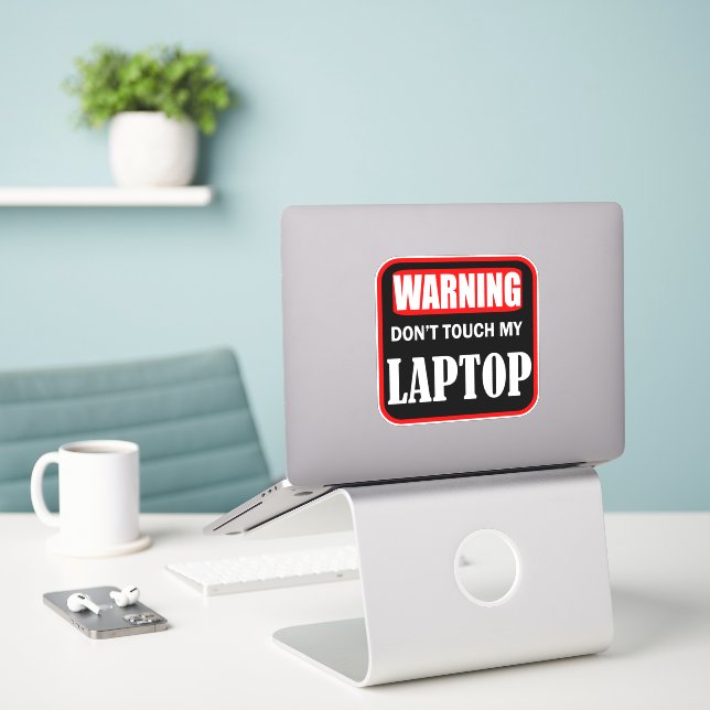 Sticker ne touchez pas mon portable (Ordinateur portable sur le bureau)