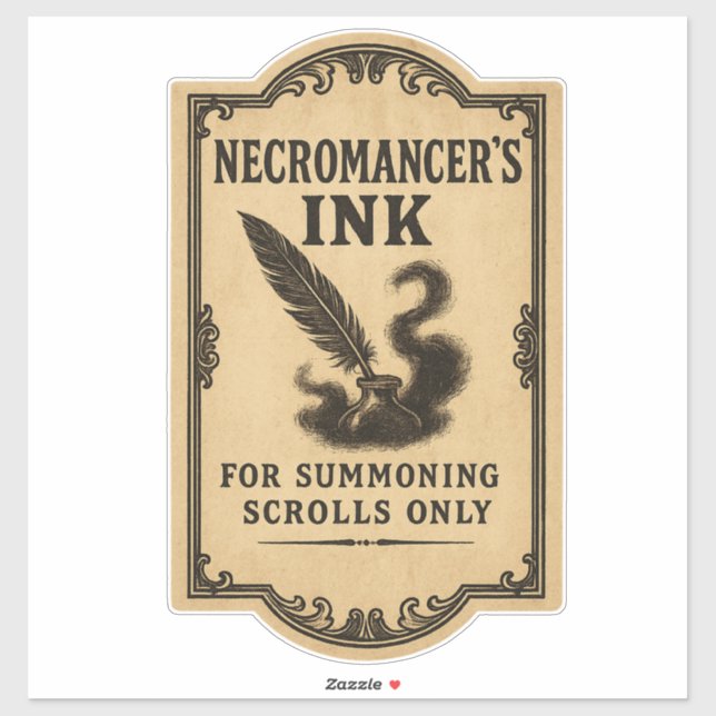 Sticker Necromancer's Ink - Halloween Apothecary Label (Feuille)