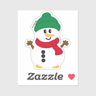 Sticker Neige Verte Et Rouge D'Hiver