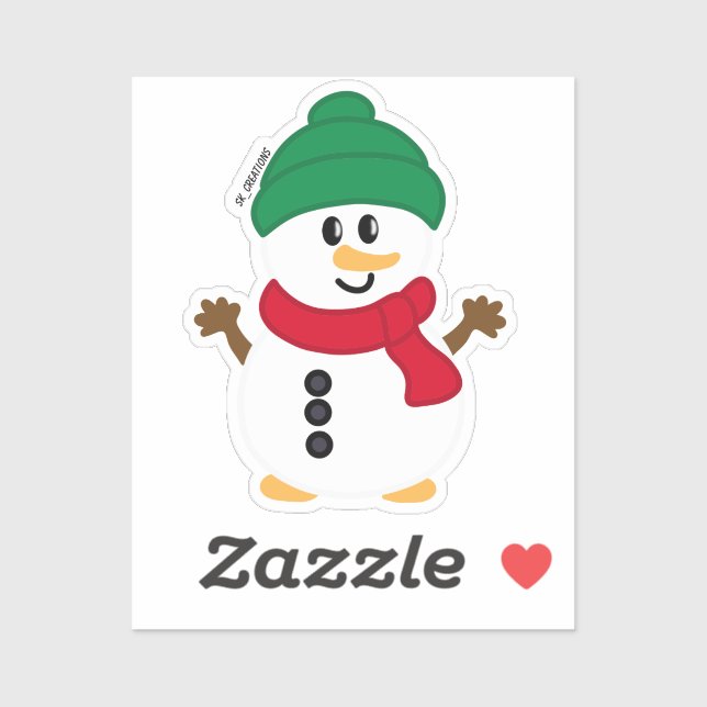 Sticker Neige Verte Et Rouge D'Hiver (Feuille)