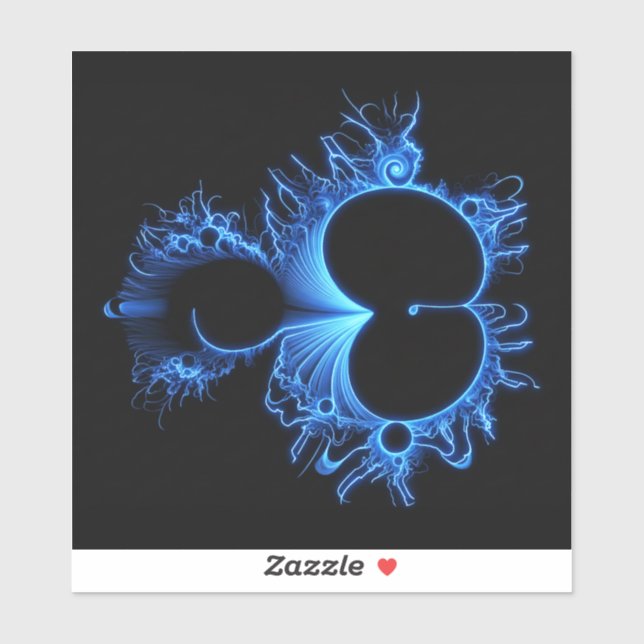 Sticker Neon Arctic Blue Mandebrot - Black Background (Feuille)