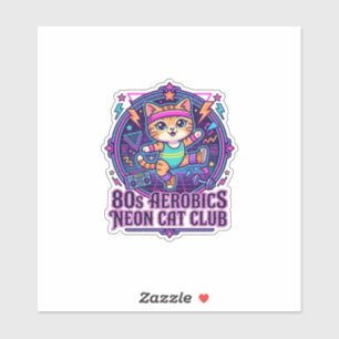 Sticker Néon de chat aérobic des années 80 - Conception dr