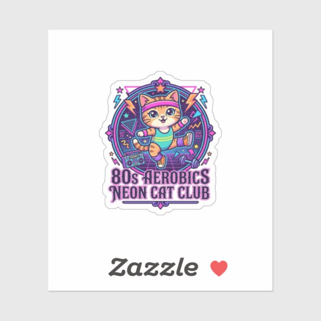 Sticker Néon de chat aérobic des années 80 - Conception dr (Feuille)