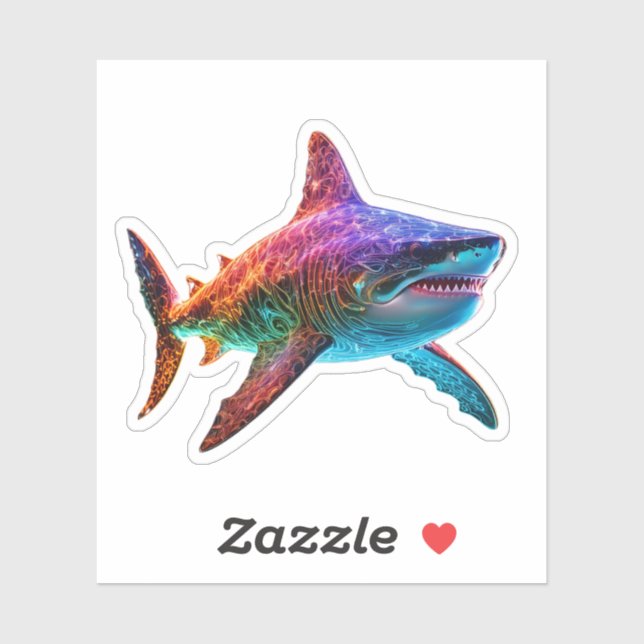 Sticker Neon Spectrum Shark (Feuille)