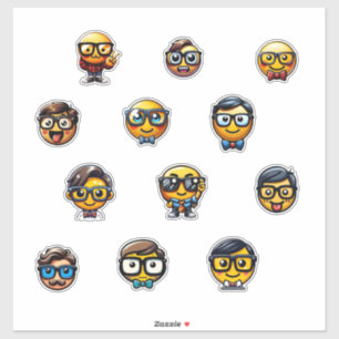 Sticker Nerdy Emoji Heads - Une collection de mignons, Gee