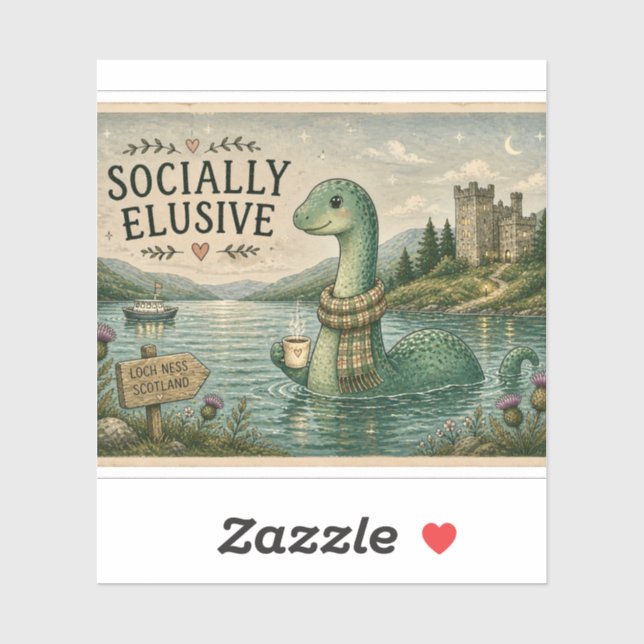 Sticker Nessie Cryptide Insaisissable Socialement Loch Nes (Feuille)
