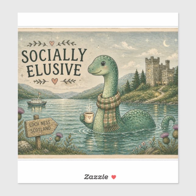 Sticker Nessie Cryptide Insaisissable Socialement Loch Nes (Feuille)